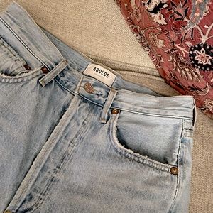 Agolde Riley Ripped High Waist Cropped Straight